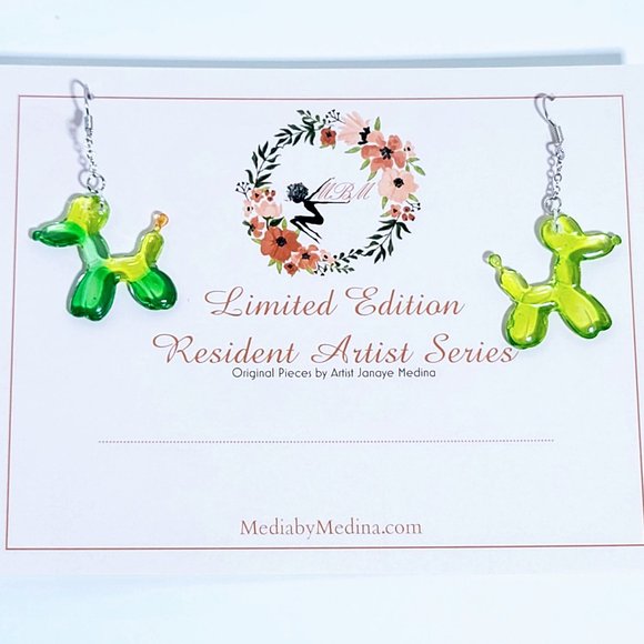 🆕 MBM Balloon Animals Green Dog Dangle Earrings - Picture 2 of 10
